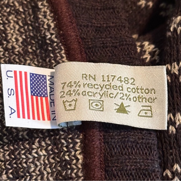 Green 3 Dog Puppy Paw Pattern Knit Cardigan Sweater Small Made in USA - Picture 9 of 12